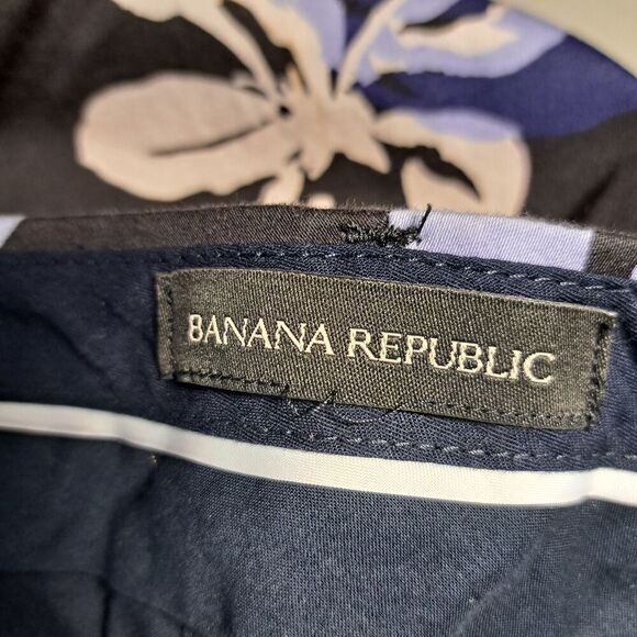 Banana Republic Womens Black Blue Floral Ryan Straight Leg Casual Pants Size 8 - Picture 5 of 7